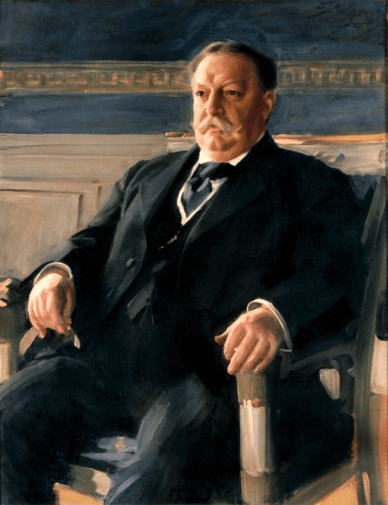 A formal oil portrait of William Howard Taft, the 27th President of the United States, painted by Anders Zorn in 1911.