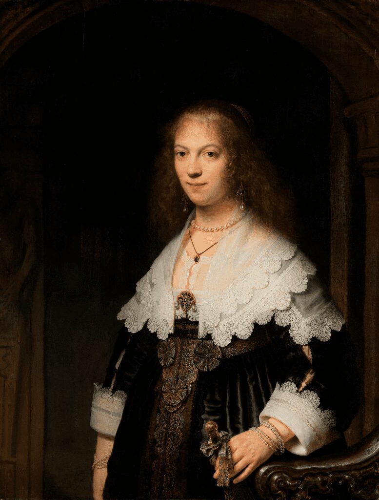 Rembrandt’s Portrait of a Woman, Possibly Maria Trip (1639), demonstrating his skill in painting subtle variations of white.