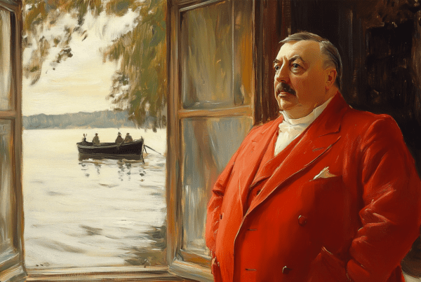 Anders Zorn gazing out of a window, deep in thought, planning his next painting.