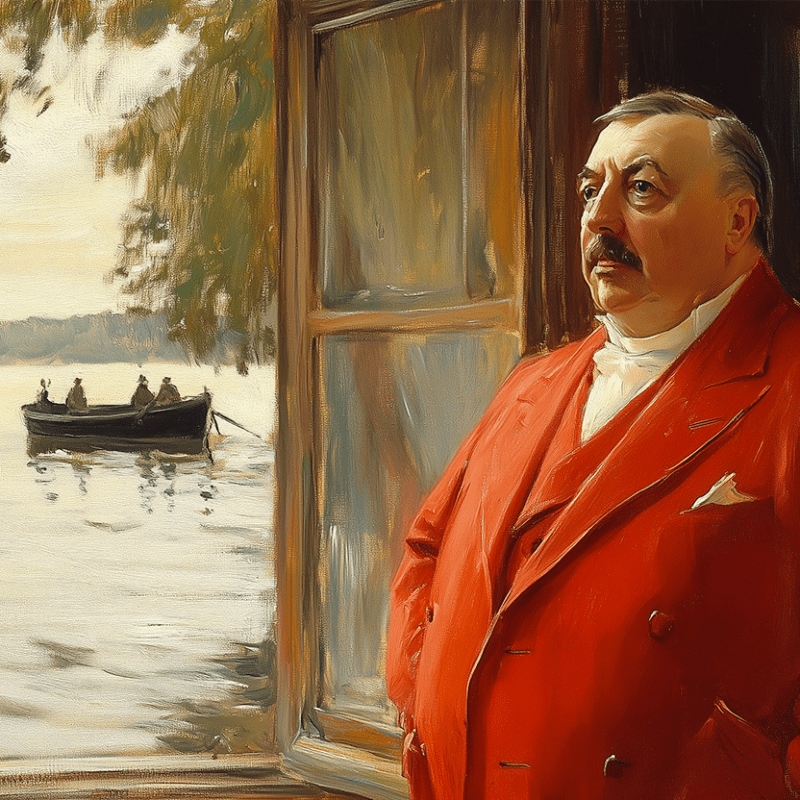 Anders Zorn gazing out of a window, deep in thought, planning his next painting.